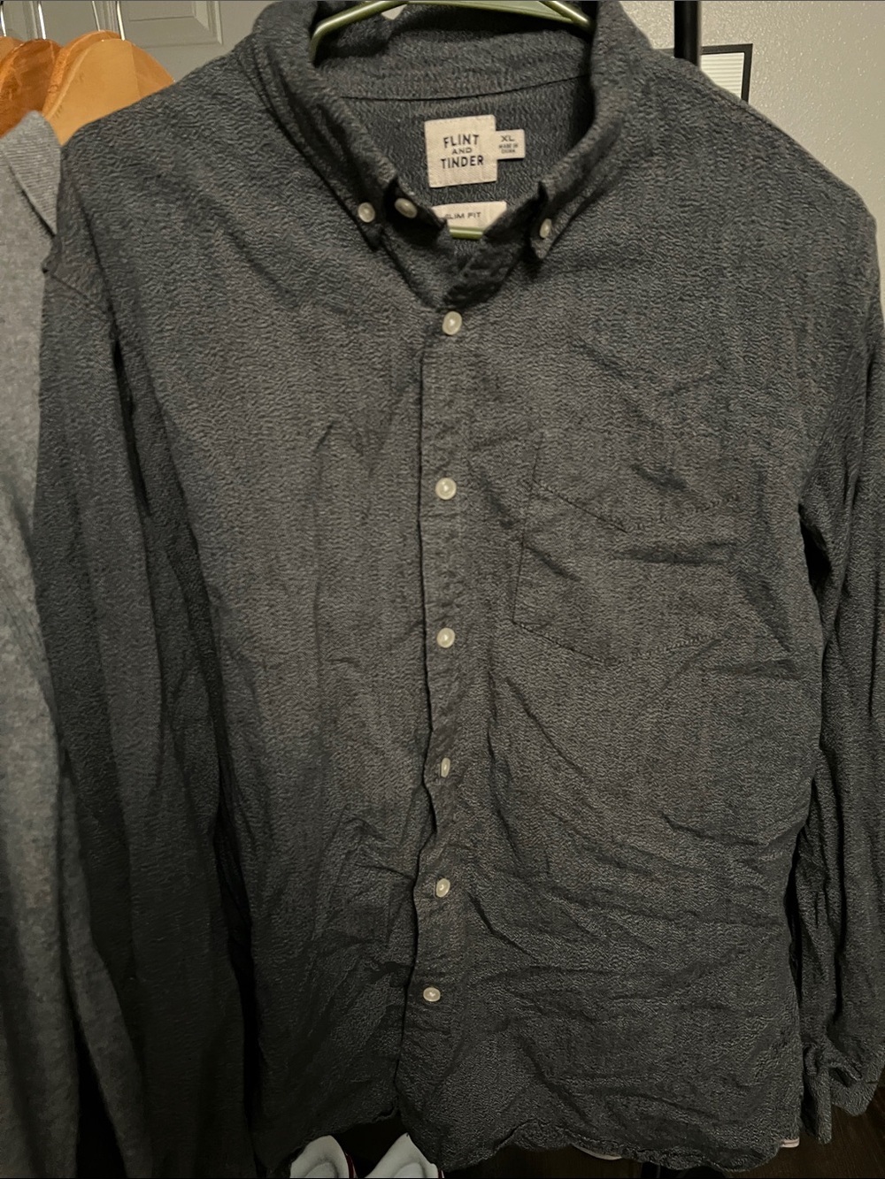 Flint and Tinder Men's Charcoal Button-Up Shirt